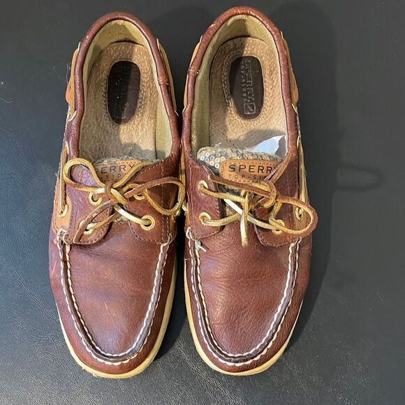 Sperry Womens Top Sider Boat Shoes Loafer Tiger Print Moc Toe Brown Size 6.5 - Picture 5 of 10